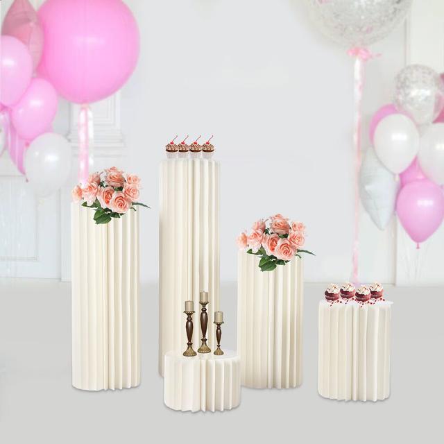 TEMU 5 Cardboard Vase Pillars Column Wedding Decor Floral Flower Stand Party Decoration