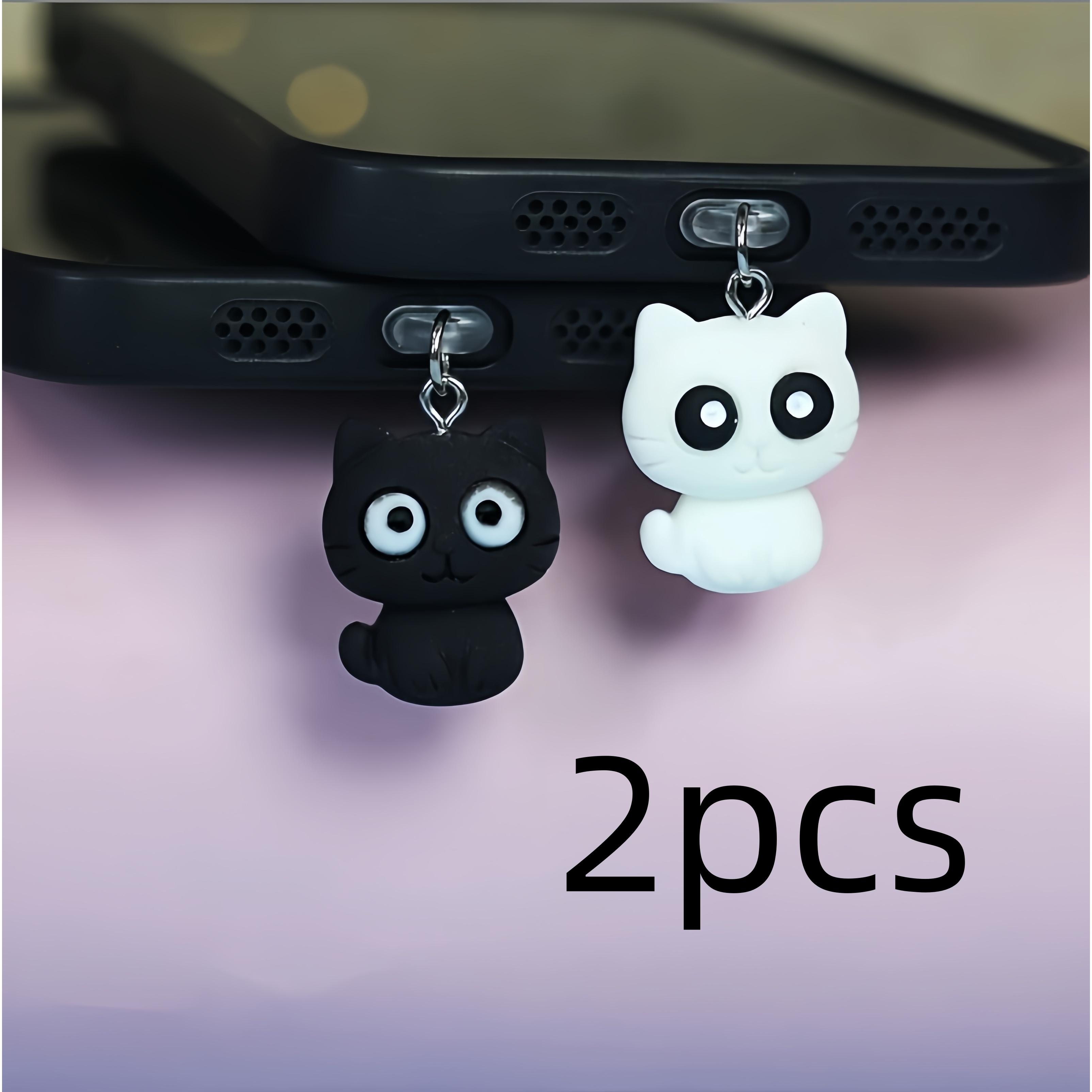 TEMU 2 tapones pequeños para de carga de polvo de gato para iPhone/Type-C/
