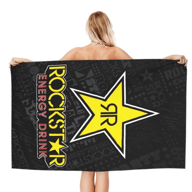 TEMU 1pc Logo Themed Beach Towel - Microfiber, Modern Print Design, Lightweight & Quick-dry For Pool, Beach, Gym, Travel & Vacation, 2025 Graduation Season Gift, Beach