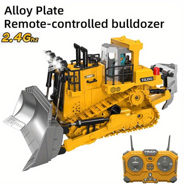 TEMU Simulative Remote Vehicle, Alloy Crawler Bulldozer, Remote Control Large-scale Engineering Toys For Boys And Children Christmas Halloween Thanksgiving Gift