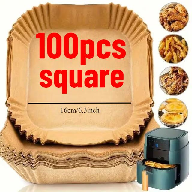 TEMU 100pcs Air Fryer Liners, Fryer Parts And Accessories - Suitable For Baking, Grilling, And Microwave Use - Easy To Clean