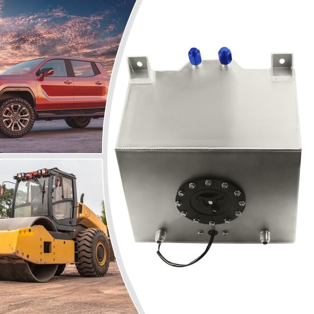 TEMU 20L Universeller Aluminium-Kraftstofftank mit Ölstandsensor, 0-90 Ohm Aluminium-Rennsporttank, Motorsporttank, Benzintank für die meisten Fahrzeuge, Silberfarben