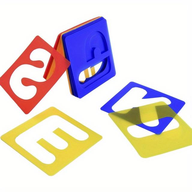 TEMU Conjunto de 26 Peças de Estênceis de Alfabeto em Plástico para Desenho, Aprendizado Decorativas DIY