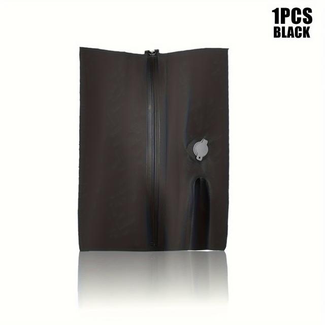 TEMU Black Tpu Vacuum Bags Reusable Space-saving Storage Bags Portable Travel Vacuum Organizer All Weather Use Luggage Sack Camping Clothes Organizer No Pump Needed Zipper Closure