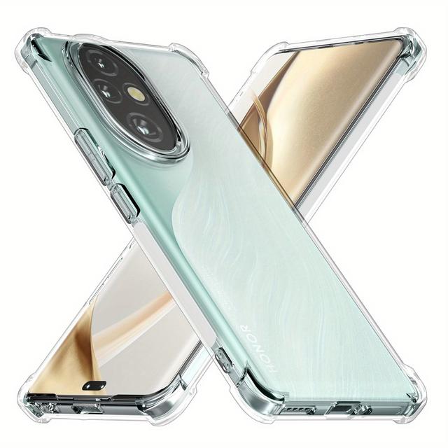 TEMU Tok az Honor 200 Pro 5G-hez, Átlátszó telefontok megerősített sarokvédelemmel, Karcsú illeszkedésű ütésálló rugalmas TPU tok az Honor 200 Pro-hoz, Átlátszó