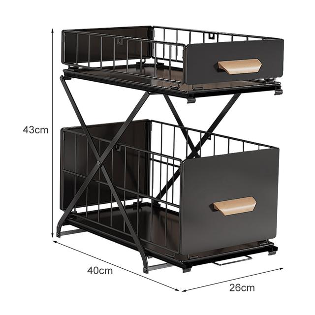 TEMU Organizzatore da Cucina Scorrevole Sotto il Lavello - Pieghevole & Regolabile, Scaffale di Stoccaggio in Metallo per e Essenziali da Cucina