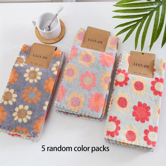 TEMU 5-pack Ultra Soft Boho Washcloths, Quick-dry, Super Absorbent, Chemical- Light Beige Types, Home & Bathroom Use