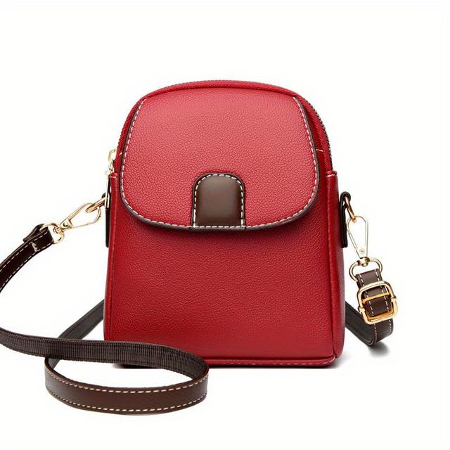 TEMU 1pc 2025 Small One-shoulder Bag Ladies Mobile Phone Bag Soft And Versatile European And American Messenger Bag, Compact Mobile Phone Bag