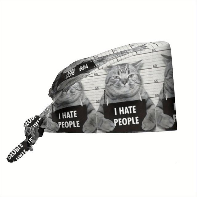 TEMU 1pc Meowterverse Cartoon Printed, Men's And Women's Chef And Nurse Work Hats, Holiday Accessories, Artistic Headscarves, The For Gifts