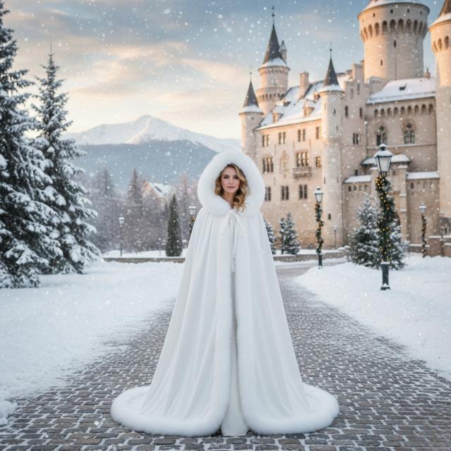 TEMU Capa de Otoño e Invierno para Mujer, Elegante Capa de de Navidad para Noche, Lujosa, Capa con Capucha Gruesa y Forro Polar UIO00-50