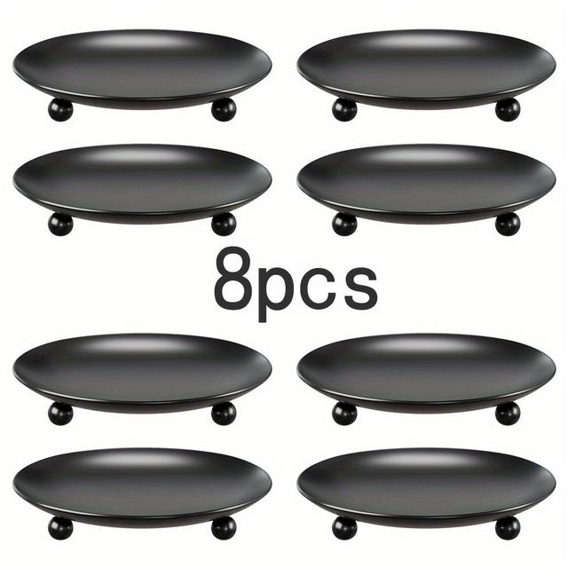 TEMU Sada 8 elegantních černých kovových držáků na sloupové svíčky, ideální dekorace na stůl