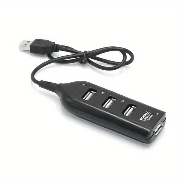 TEMU 4-port Usb 2.0 With 17.7" Cable, Compact Wired Adapter For Pc And Laptop - Black Multi- Splitter, , Data Transfer & Device , Usb For Laptop, Device Expansion, Vertical Port Alignment