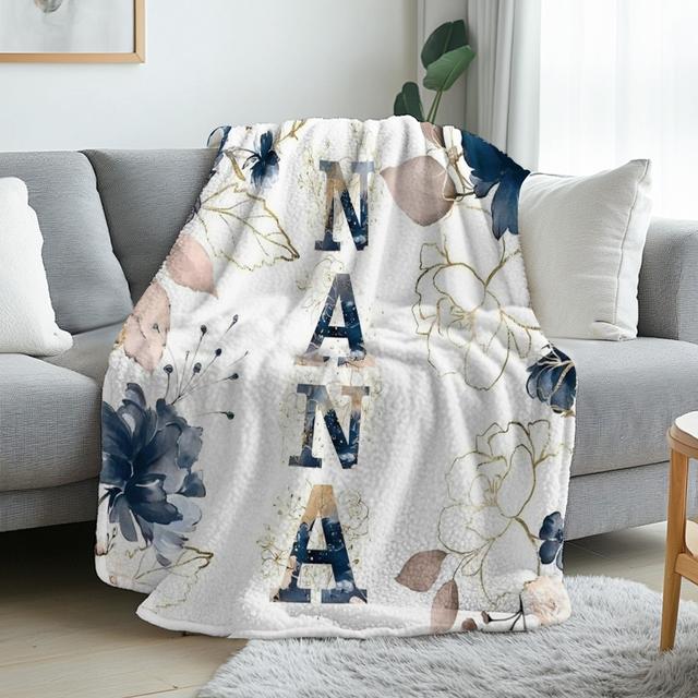 TEMU 1pc Floral Soft Warm Flannel Blanket - Elegant Multicolor Flower Bedspread Suitable For Sofa, Bed, Living Room - - Cozy Bed Covering, Machine Washable, Christmas & Fall Decorations, 280gsm