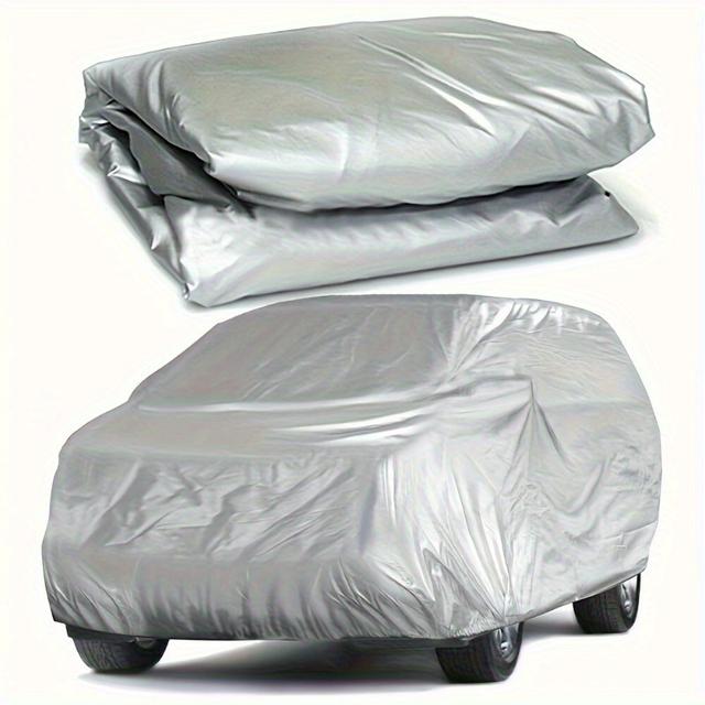 TEMU Universal Silvery Car Cover, Peva Protective Vehicle Cover For Uv, Rain, Dust, Snow, And High Temperatures, Durable And Stylish Auto Accessory