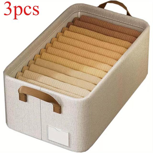 TEMU 3-Pack Opbergmanden, Opbergboxen voor Planken, Kastorganizers, Manden voor Planken, Opvouwbare Garderobeboxen, 47 x 28 x 20 cm, Plankmanden
