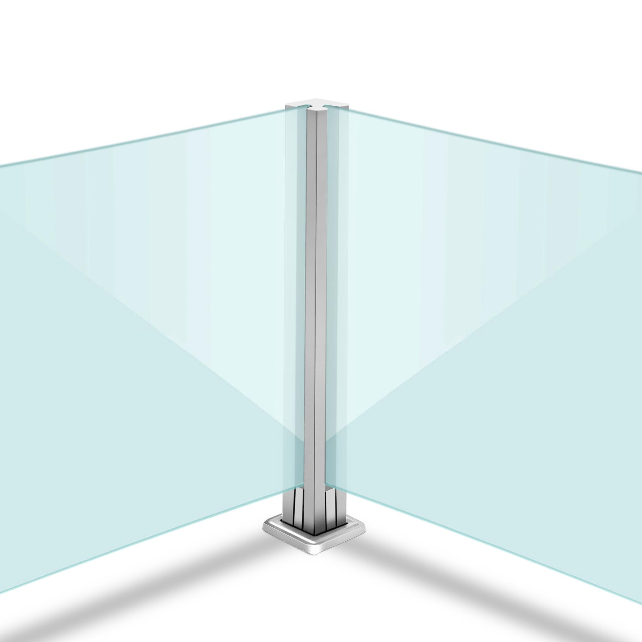 TEMU Glasstegpfosten mit Edelstahlhalter, Geländerpfosten für Außenpool und Terrassen, Glasstegsystem