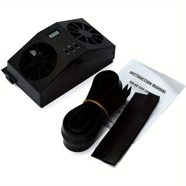 TEMU Solar - Powered Universal Car Window Fan: Eliminate Smell (black)