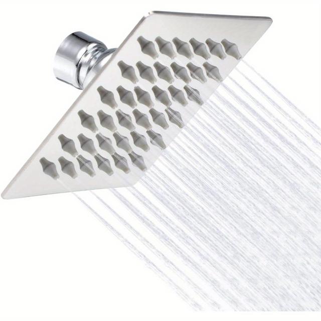 TEMU 1pc Rain Shower Head, Ultra-thin Design-pressure Boosting, Awesome Some Experience, Stainless Steel Shower Head (4 Inch Square Chrome End)