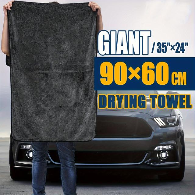 TEMU 1 Extra Large 24"x35" Inch Extra Thick Microfiber Car Wash Towel- Super Absorbent, Lint Free, Strip Cloth, Car Detailing, Paint, Cleaning Towel