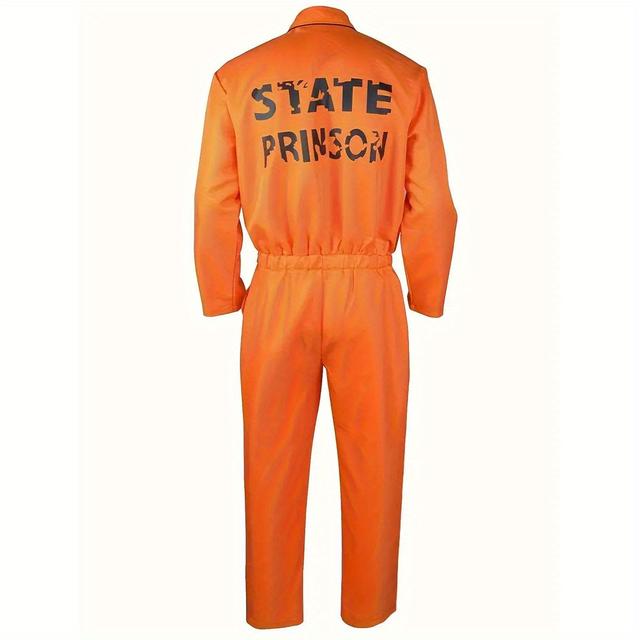 TEMU طقم زي السجين للرجال 2 قطع (1 قطعة بدلة و1 قطعة لوح) - مثالي لهالوين، التنكر العصور الوسطى، الحفلات، الكرنفالات، وأزياء البالغين، مثالي لعيد الشكر