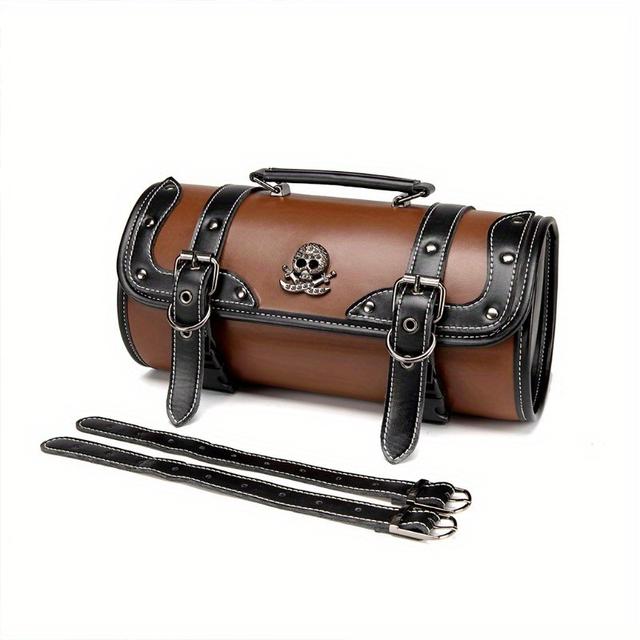 TEMU Stilvolle Motorrad-Satteltasche im Punk-Design mit Farbblock-Muster – Biker-Zubehör