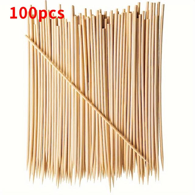 TEMU A Set Of Bamboo Skewers, Ideal For Barbecues And Suitable For Foods Like Fruits, Salads, And Snacks. Made From Food-safe Materials, Disposable Sticks Are Perfect For Kitchen Use And Parties