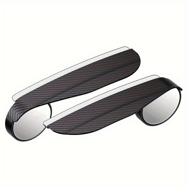 TEMU 1 Pair Lijxho Car Side Mirror Rain Guards With Blind Spot Mirrors - Front Mounting, , Convex, Carbon Fiber Design, Compatible For & Rearview Improvement ( Fit For Most Vehicles)