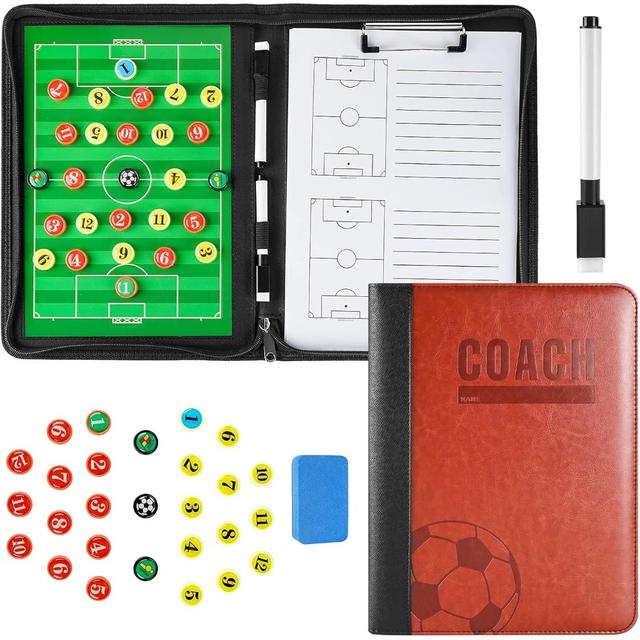 TEMU Magnetic Soccer Coaching Board With Dry Erase Whiteboard - Portable Soccer Strategy Board With Player Markers, Pen & Eraser, Durable Pvc Construction, Ideal For & Training , Magnetic Board