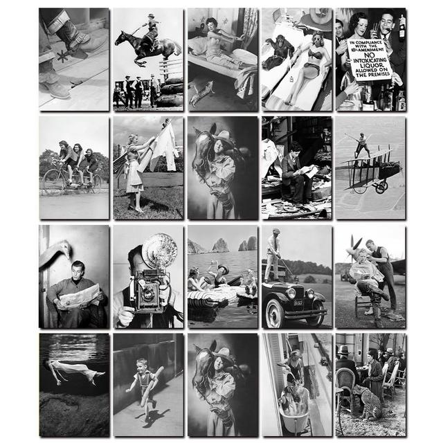TEMU 20pcs Vintage Black And White Printed Wall Collage Poster Art Decoration Greeting Cards, Postcard And Cardboards, Reusable Suitable For Mailing And Collecting For Living Room, Bedroom, Study Room