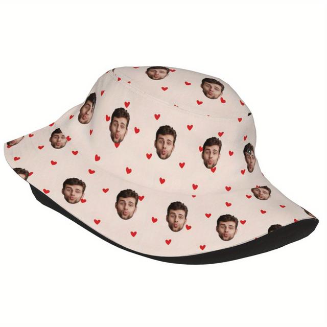 TEMU Personalisierbarer Gesichts-Bucket-Hut für Damen und Herren, personalisierter Sommer-Sonnenhut mit Foto, ideal als Geschenk zum Valentinstag und Hochzeitstag