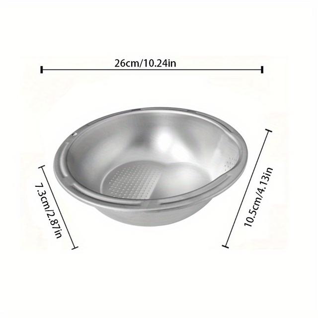 TEMU مصفاة ستانلس ستيل ثقيلة التحمل - دائري كبير متعدد الاستخدامات للمطبخ مع مقبض متين وشبكة تصفية دقيقة للأرز، المعكرونة، الفواكه، الخضروات - آمنة للغسيل في غسالة الصحون، غربال آمن للطعام (لا حاجة)
