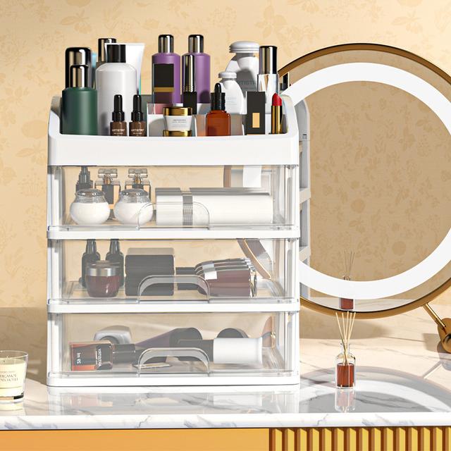 TEMU Cosmetic Organizer With Drawers - Transparent Storage Box For Makeup, Jewelry - Ideal Gift For Beauty Enthusiasts & Women