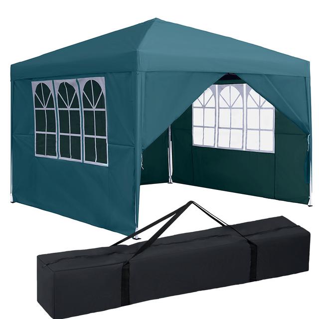 TEMU 3x3m Pop-Up Pavillonzelt mit 4 abnehmbaren Seitenwänden & Tragetasche - Sofort aufklappbare Markise für Garten, Terrasse, Party, Picknick, Camping - //Weiß/