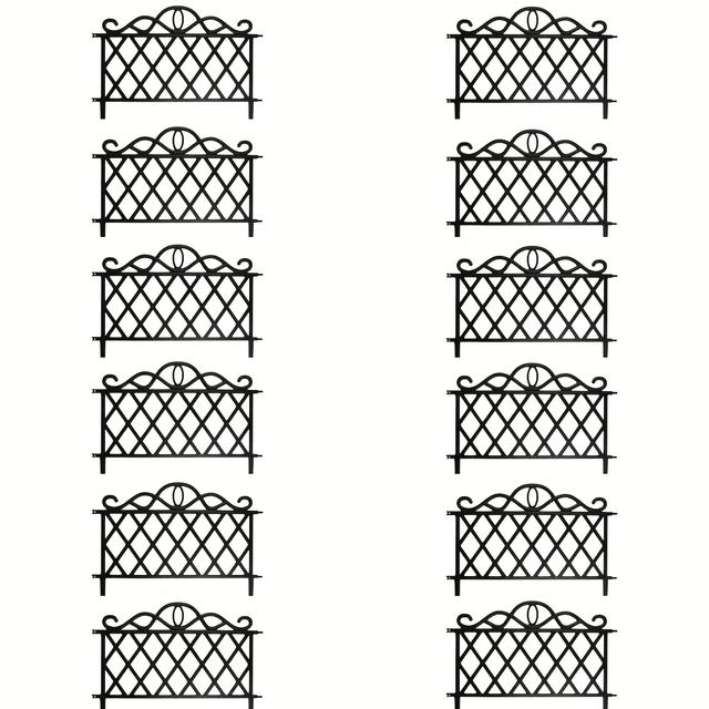 TEMU Dekorativer Gartenbegrenzungszaun 12-teiliges Set, abnehmbarer Kunststoff-Begrenzungszaun für den Außenbereich, Hof Garten, Pflanzenzaun, Rasenkantenzaun, Sperrkante, langlebig