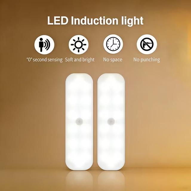 TEMU 2pcs Led Motion Sensor Lights, Rechargeable, Smart Magnetic Installation, Light Sensing And Motion , Of Fixture And Shade, Suitable For Office, Bedroom, Room, Closet, Staircase, Entryway, Kitchen