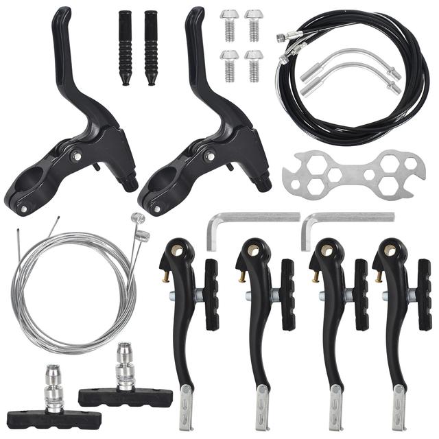 TEMU Aluminum Alloy Set, Complete Bicycle , With Levers, Cable, And Fixings, For Mountain, Road & Hybrid Bikes, Uncharged Bike Parts In Black