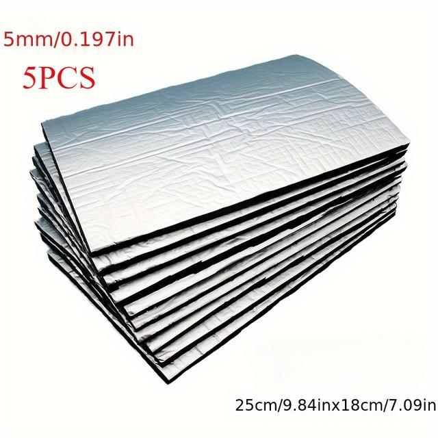 TEMU مجموعة من 5 قطع من وسادات عزل الصوت والحرارة للسيارة - عزل الصوت للسيارة بسماكة 5 مم، تستخدم لتقليل الضوضاء وعزل الحرارة، بدون خصائص بطارية