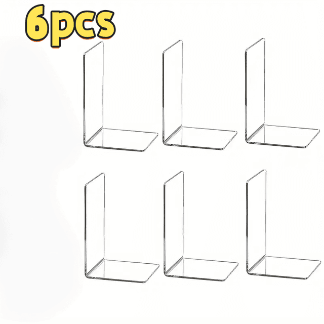 TEMU 4/6pcs Transparent Acrylic Book Display Stand, Desktop Acrylic Book Storage Rack, Transparent Bookshelf Suitable For Office, Home, Retail Store