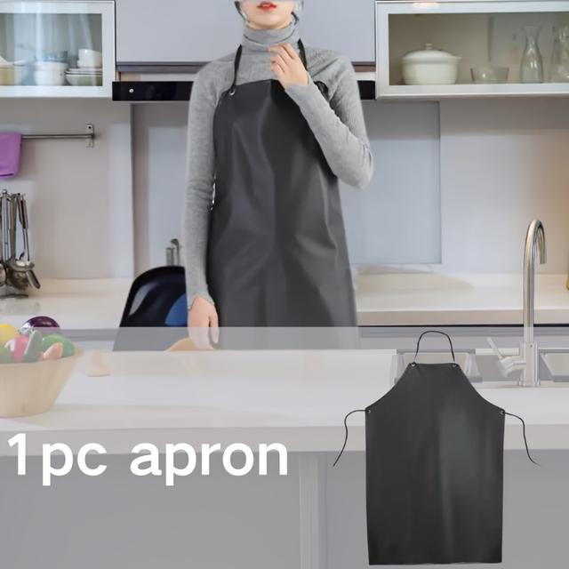TEMU 1pc Heavy-duty Pvc Kitchen Apron For S - & Easy-clean Full-coverage Bib With Chest Pocket, Adjustable Ties - Ideal For, Catering, Bbq, Chef Use - Apron For & (household/commercial)