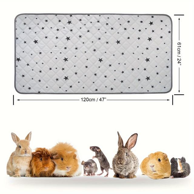 TEMU 1pc Guinea Hamster Cage Liner - 24''x47'' Premium Washable Reusable Anti-slip Bedding For Small Animals - Fast Super Absorbent Pee Pads For Rabbit Hamster Rat Cage Cleaning