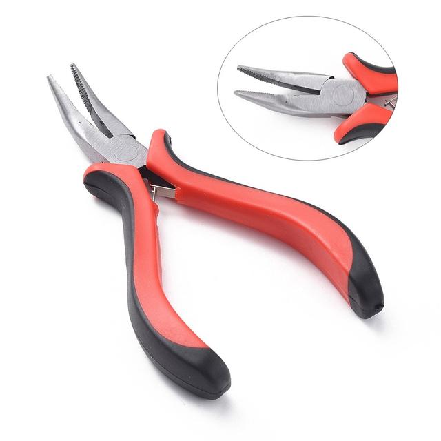TEMU 1pc Of Carbon Steel Jewelry Pliers With A Bent Nose, Serrated Jaws, Polished End, Red Color, Measuring 135mm, Suitable For Jewelry Making Projects And Handmade Crafts