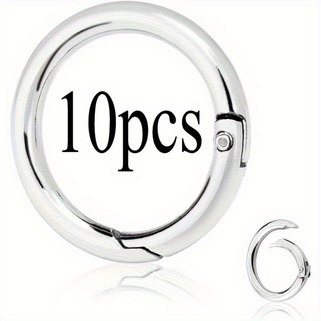 TEMU 10pcs Stainless Steel Spring O-ring With Snap - Durable, Rustproof, And Secure Fastener For Cables, Wires, And Additions, Round Opening Spring Circle Ring Earphone Keychain Jewelry Additions