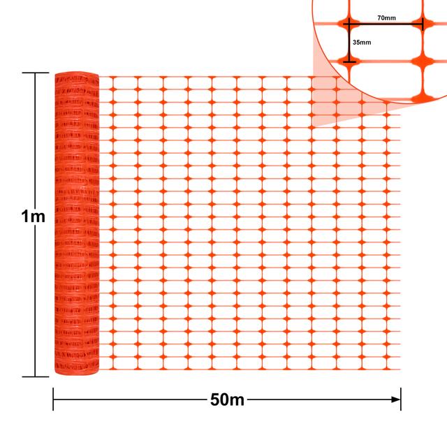 TEMU 50m Wire Mesh Fence 100cm High Pe Plastic Rabbit Wire Cuttable Orange Mouse Fence Fences Wire Mesh Lengths
