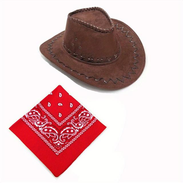 TEMU Cowboy Hat And Bandana Fancy Dress Costume