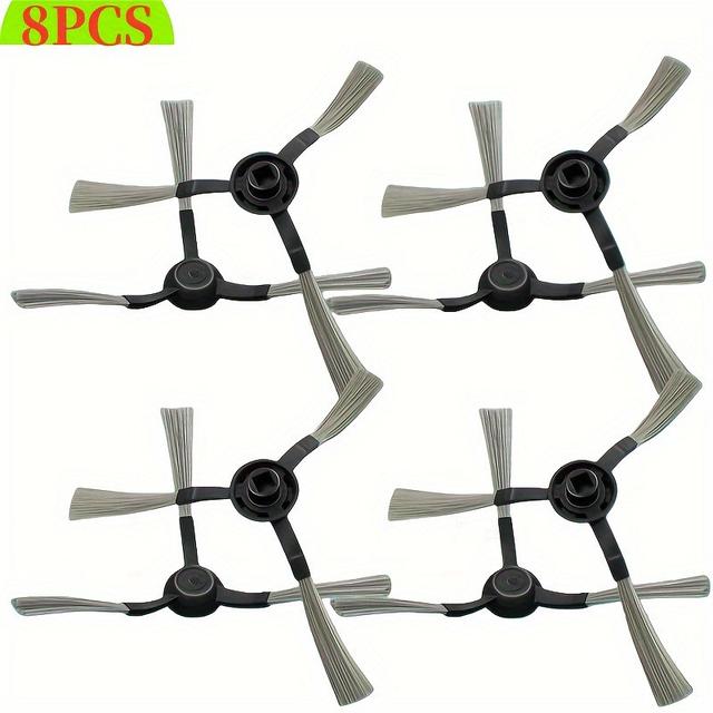 TEMU 8-pack Xiaomi Robot Vacuum Cleaner Side Brush , Plastic With Angle Nylon Bristles And Reliable Silicone Brush, Floor Attachment For Efficient Cleaning