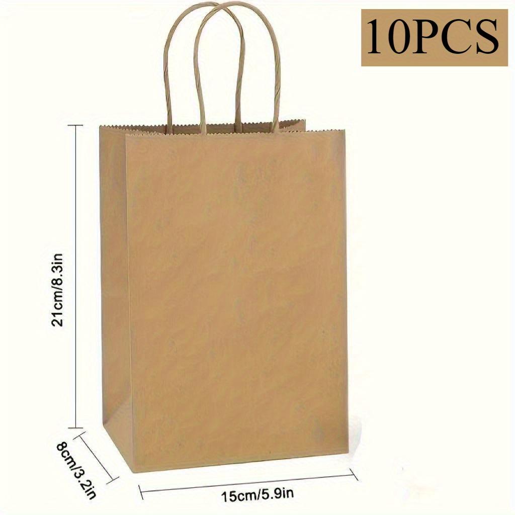 TEMU 10pcs Paper Gift Bags With Handles - High-quality Valentine's Day, Shopping & Party Favor Packaging Bags - Durable Brown Paper Bags Suitable For Retail, Takeout, And Groceries