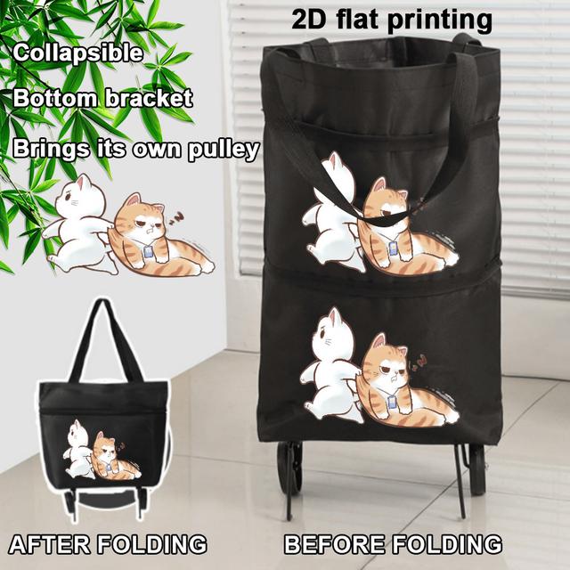 TEMU 1個 猫モチーフのキャリーバッグ 拡張可能なダブルレイヤーデザイン&スピナーホイール付き - 飛行機搭乗、出張、ジム用 トラベルバッグ 大容量ハンドヘルド (キャラクター猫プリント)