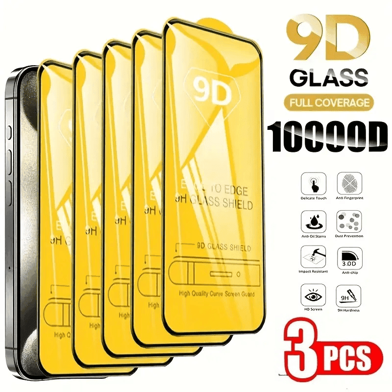 TEMU A Set Of 3 9d Glass Screen Protectors Designed For For Iphone Including The 17, 11, 12, 13, 14, 15, And 16 Pro/pro Max, As Well As The 13 And 12 Mini And The 16