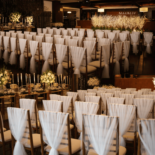 TEMU 6-teiliges Set eleganter weißer Polyester-Tüll für Hochzeitsstuhldekoration, Raum-Eingangsdeko, Partydekoration und mehr – ideal für Weihnachten