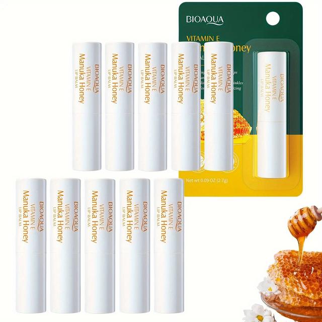 TEMU 5-pack/10-pack Honey Lip Balm Enriched With Vitamin E And Plant Squalane For Deep Hydration, Long-lasting Moisture, And A Glossy Finish For Your Lips. With Plant Squalane